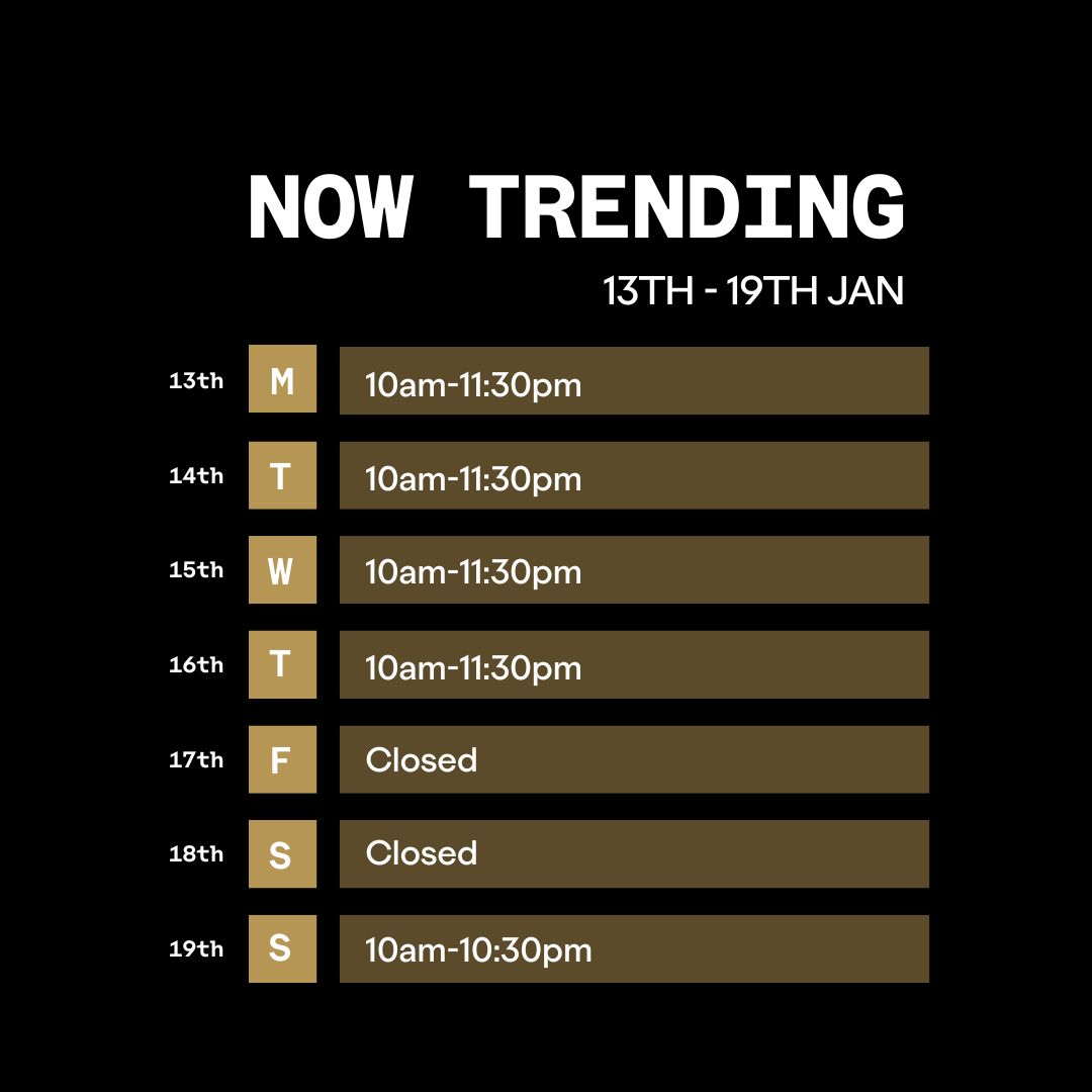 Opening Times for Outernet London Now Trending 13th-19th Jan 2025