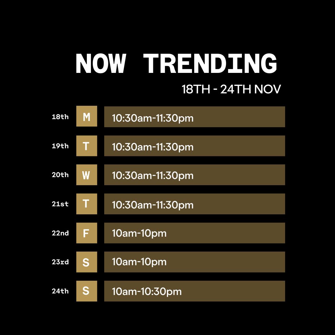 Opening Times for Outernet London Now Trending 18th to 24th November.